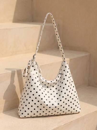 Swim Chiccia Women's Sling Bag - Fashionable Polka Dot Crescent Shaped Fabric Tote , Polka Dot,Business Professional Women