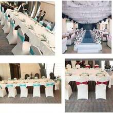 100pcs Elastic Chair Back Decorative Covers - Universal Elastic Chair Sashes With Sparkly Buckle Sliders, Suitable For Adorning Chair Backs For Birthdays, Weddings, Parties, Events, Hotels - Multicolor - View 7
