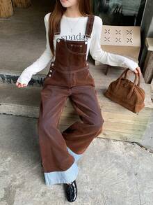 DAZY Women's Casual Denim Overalls - Brown - View 3