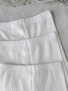 SHEIN 女童簡約舒適軟質紋理布料蝴蝶結裝飾純色休閒背心＋內搭褲3件套，適合春夏兒童，四季皆宜 - 白色 - 查看 6