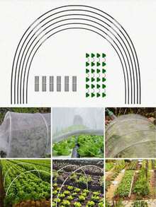 Set 18/30 Buah Penutup Pelindung Tanaman Hortikultura Fiberglass Hitam - Lengkungan Jaring Anti Burung dan Serangga - Penutup Pelindung Bunga dan Sayuran Rumah Kaca yang Tahan Lama dan Tahan Cuaca, Set Penopang Pelindung Burung dan Hewan Rumah Kaca, - MultiWarna - View 8