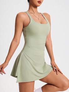 CourtClass CourtClass Women's Solid Color Sleeveless Sports Dress - Green - View 3
