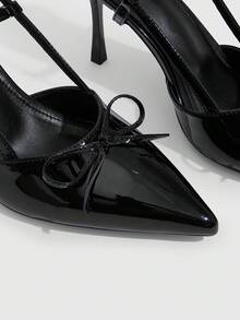 CUCCOO SZL Pointed Stiletto High Heels, Simple Glossy Design, Suitable For Commuting, Dating, Parties, Weddings And Other Occasions To Wear - Black - View 5