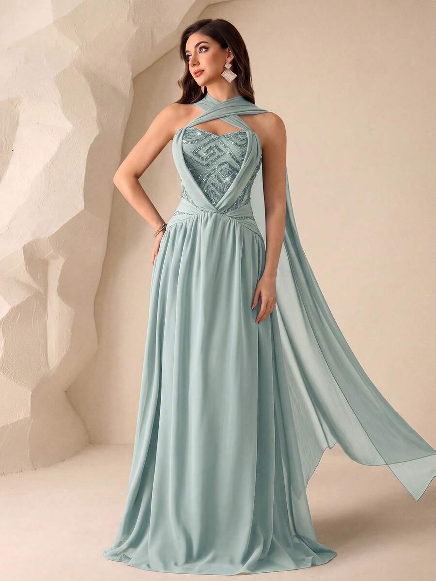 Coutiva Elegant Romantic Evening Graduation Prom Rehearsal Dinner Gown ...