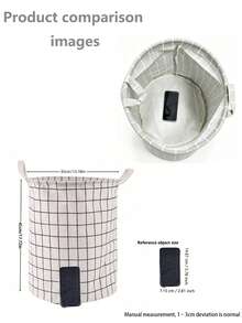 1 Pc Foldable And Portable Canvas Laundry Basket,Also Suitable For Clothes And Children Toys Storage,Household Laundry Hamper,Large Capacity Laundry Bag/Laundry Supplies With Handle - White - View 18