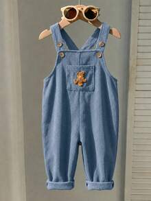 LMoss Kids Baby Boy Bear Patchwork Romper - Dusty Blue - View 5