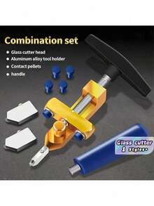 1-Piece Manual Glass And Tile Cutting Tool – Professional Diamond-Tip Glass Cutter For Windows And Crafts – Portable Manual Tile Cutter – Diamond Glass Cutter Set For Cutting Glass And Tiles - Boundary Opener Set - View 2