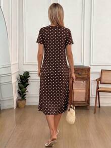 SHEIN LUNE 女款波點拼接設計休閒日常夏季中長洋裝 - 彩色 - 查看 2