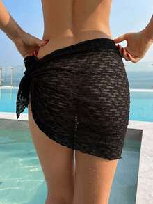 DAZY Women's Vacation Beach Lace Cover-Up Skirt - Black - View 2