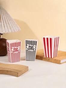 2/4/8 Popcorn Containers. Featuring A Red And White Striped Design, This Classic Retro-Style Popcorn Bucket Is Perfect For Movie Nights, Parties, And Other Occasions, Making It An Excellent Choice For Party Supplies. - Multicolor - View 4