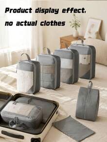 7 Set Compression Packing Cubes, Travel Luggage Organizer Bags With Handle, Waterproof Mesh Clothes Storage Pouches For Suitcase, Travel Accessories For Clothing Toiletries Underwear, - Multicolor - View 2