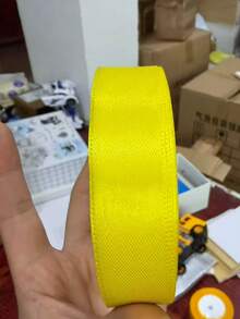 1 Rollo de Cinta de Satén de Poliéster - Caja de Regalo, Caja de Caramelos, Caja de Pastel, Cinta de Decoración de Flores Frescas (Teñida a Máquina con Ligera Diferencia de Color) - Amarillo limón - Ver 2