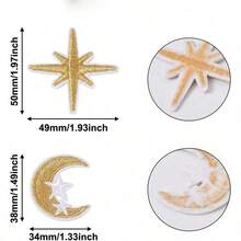 10入刺繡月亮與星星裝飾貼布，手工縫製衣物、包包、帽子、夾克用裝飾貼片 - 彩色 - 查看 3