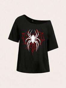 Attitoon Casual Minimalist Drop Shoulder Women's T-Shirt Suitable For Summer - Black - View 3