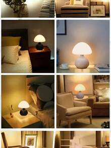 Minimalist Retro Mushroom Desk Lamp With Ball Base, USB Powered Dimmable Night Light, 3 Color Temperatures Adjustable, Ambient Glow Decor For Bedroom Living Room Study Office, Compact Tabletop Luminous Ornament, Versatile Multi-Occasion Use - Three Colors - View 6