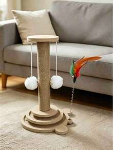 This Cat Scratching Post/Climbing Frame Features A Raised Design And Is Equipped With Durable, Scratch-Resistant Sisal Rope Paw Pads. It Also Has A Built-In Cat Teaser, Which Can Perfectly Meet The Needs Of Cats For Self-Soothing, Clawing, And - 46cm Longer - View 6