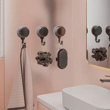 3/6 Pcs Heavy-Duty Suction Cup Hooks – Organizer For Bathroom & Bedroom, Sturdy & Stable, Drill-Free, Easy To Install, High Load Bearing Capacity, Multi-Purpose Wall Storage Hooks, Firm Suction, Tidy Bathroom Storage - multicolor - View 9