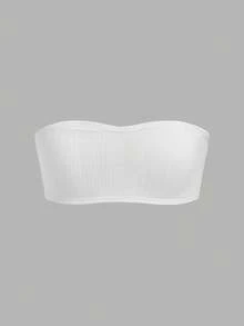 SHEIN 青少年女孩簡約舒適親膚內墊抹胸式內衣 2件/組 - 彩色 - 查看 8