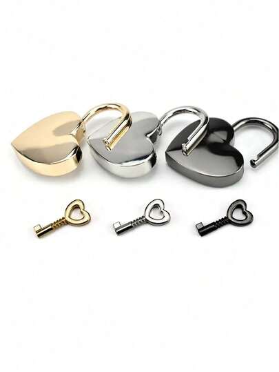Mini Heart Shaped Padlock With Keys Set, Metal Decorative Heart Lock, Small Cute Luggage Lock For Suitcase, Laptop Drawer Purse Handbag, Multipurpose Tiny Decor Bag Lock Kit
