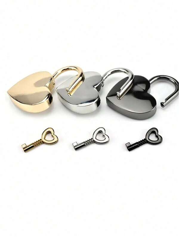 Mini Heart Shaped Padlock With Keys Set, Metal Decorative Heart Lock, Small Cute Luggage Lock For Suitcase, Laptop Drawer Purse Handbag, Multipurpose Tiny Decor Bag Lock Kit