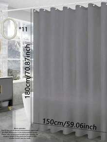 1 pieza Cortina de ducha gris lisa, decoración de baño de unicolor, privacidad, ojales metálicos, con ganchos - Gris - Ver 13