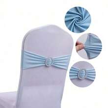 100pcs Elastic Chair Back Decorative Covers - Universal Elastic Chair Sashes With Sparkly Buckle Sliders, Suitable For Adorning Chair Backs For Birthdays, Weddings, Parties, Events, Hotels - Multicolor - View 14