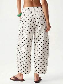 Bohemela Plus Size Women's Polka Dot Pattern Tapered Denim Jeans With Pockets - Multicolor - View 8