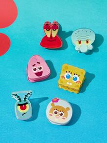SpongeBob SquarePants | SHEIN 6件組可愛卡通圖案壓克力髮夾，禮物，髮飾夾 - 彩色 - 查看 5