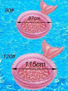 Inflatable Swimming Pool, Retro Inflatable Swimming Pool, Round Inflatable Swimming Pool, Mermaid Inflatable Pool, Backyard Round Pool, Mermaid Inflatable Pool, Summer Indoor/Outdoor Beach Bubble Bottom Floating Pool - Multicolor - View 8