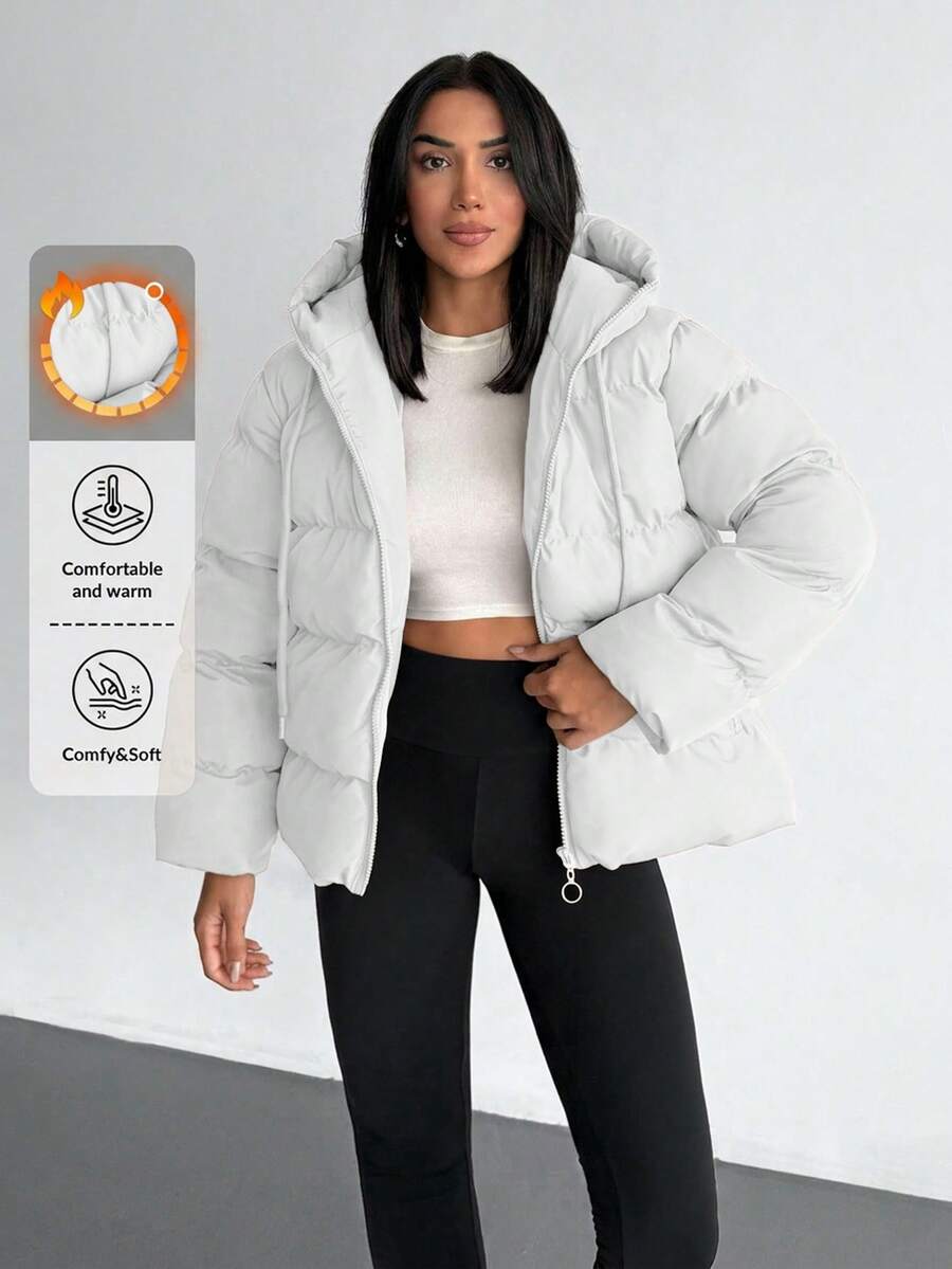 EURMUSE Solid Color, Zip Up, Hooded Winter Coat