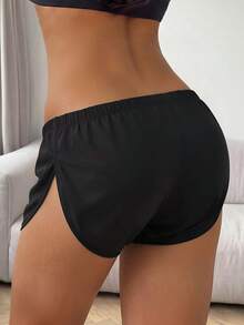 SuitURBody 女士简约纯色舒适开叉三角内裤 - 黑色 - 查看 2