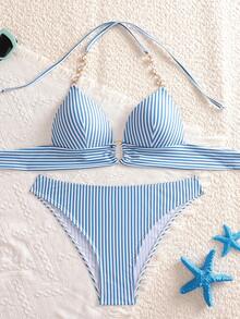 Swim Vcay Vacation Beach Striped Two-Piece Swimsuit - Multicolor - View 2