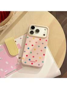 ShellaStory A Summer Day, Dopamine Color-Blocking Polka Dot Macarons, Shockproof Soft Shell, Suitable For 17promax, Personalized, Creativity, Geometry, Simple Style, Fresh Style, Color-Blocking Style, Niche, Ins Style - Berry powder - View 8