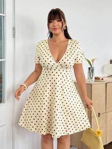 GalTyme 大尺碼女款春夏波點深V領休閒日常夏季洋裝 - 彩色 - 查看 5