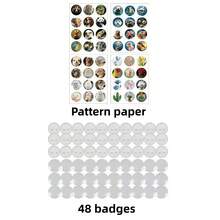 Diy Round Button Maker Set With 48 Patterns And 48 Button Parts, Cute Press Pin Maker Machine Gift (Some Color Patterns Are Random) - Multicolor - View 12
