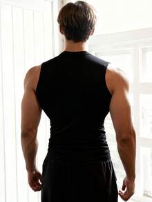 GymBeat 男士哥德風印花休閒健身運動背心 - 黑色 - 查看 2