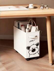 1PC Plastic Under Desk Rolling Storage Cart Multifunction Organizer Basket With Wheels Cute Cat Pattern Office Supplies For Home Workplace Back To School Supplies Mobile Desk Organizer - Multicolor - View 8