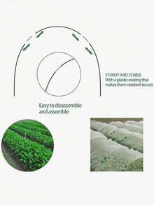Set 18/30 Buah Penutup Pelindung Tanaman Hortikultura Fiberglass Hitam - Lengkungan Jaring Anti Burung dan Serangga - Penutup Pelindung Bunga dan Sayuran Rumah Kaca yang Tahan Lama dan Tahan Cuaca, Set Penopang Pelindung Burung dan Hewan Rumah Kaca, - MultiWarna - View 4