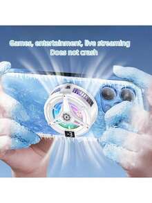 1pc With Digital Display, Black Semiconductor Cooling, Ice Making, Mobile Phone Cooling Fan, Magnetic Suction, Android, Apple Phone, Tablet, Universal Fan, Gaming, Entertainment, Live Streaming Cooling Device, RGB Light Effect 5V3A Technology - Multicolor - View 5