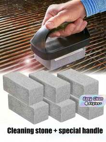 1 set Batu Pembersih BBQ dengan Pegangan Tahan Panas, Batu Apung Serbaguna untuk Menggosok Panggangan, Kolam Renang, Wastafel, Kompor, Peralatan Masak, Dapur, Kamar Mandi, Hadiah Rumah - warna-warni - View 1