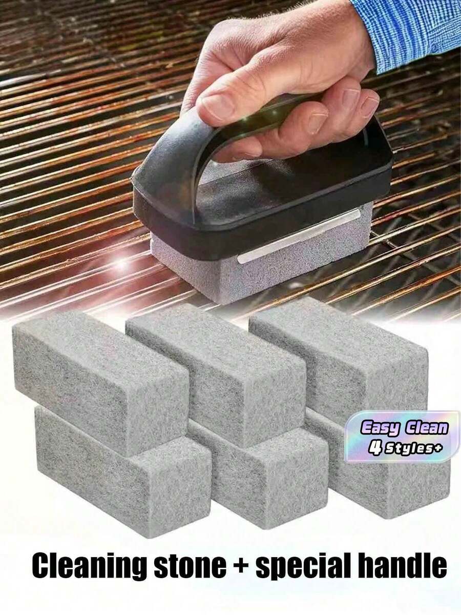 1 set Batu Pembersih BBQ dengan Pegangan Tahan Panas, Batu Apung Serbaguna untuk Menggosok Panggangan, Kolam Renang, Wastafel, Kompor, Peralatan Masak, Dapur, Kamar Mandi, Hadiah Rumah - warna-warni - View 1