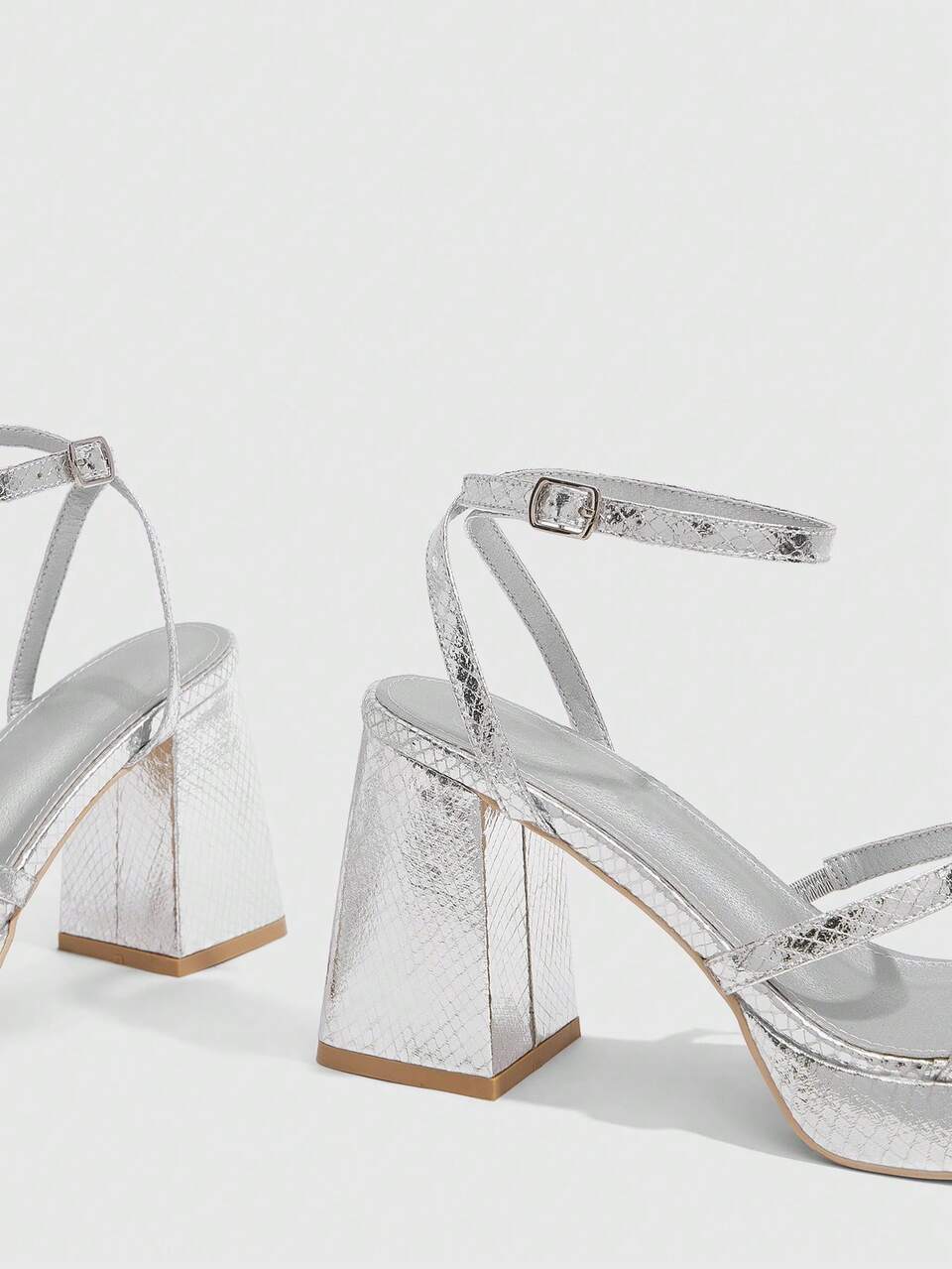CUCCOO SZL Women's Fashion Silver Strap High Heel Sandals, Summer Vacation Essential, Elegant Date Sexy Party Outfit