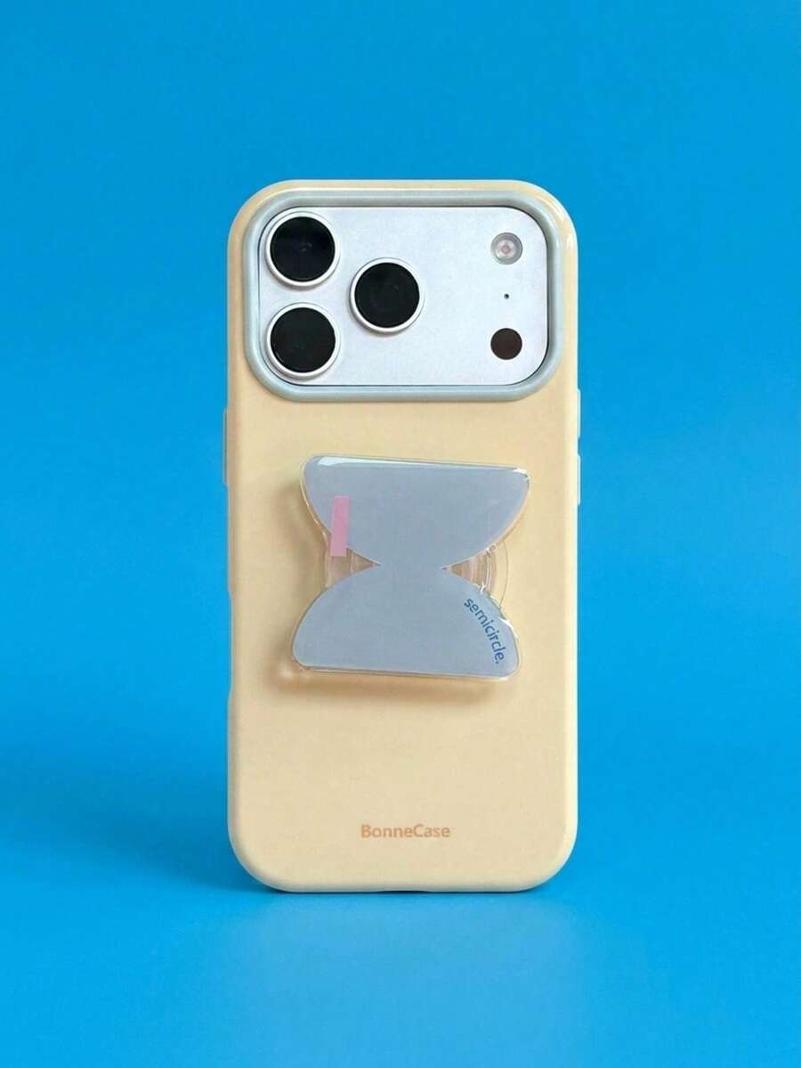 ShellaStory Ins風彩色不對稱幾何手機支架，適用 Apple 17 Pro、16、13、15 系列手機殼，個性化軟質簡約撞色小眾風格 - 黃色 - 查看 1