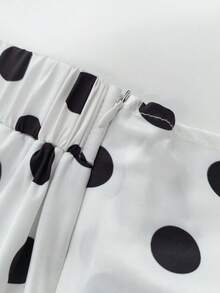 GlowEve CURVE Versatile Premium Metal Buckle Decor Plus Size Polka Dot Women's Skirt Fall - Black and White - View 7