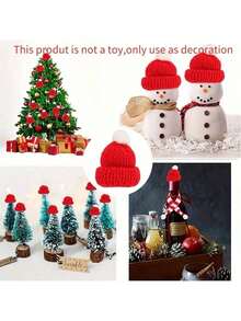 20 Stücke, Mini Weihnachtsmütze, Mini Weihnachtsmütze und Schal Set, Mini Weihnachtsmütze gestrickt, Weihnachtsmannmütze klein für Weihnachts-Weinflaschenhülle, Weihnachtsdekoration, Weihnachtspartys - Mehrfarbig - Übersicht 7