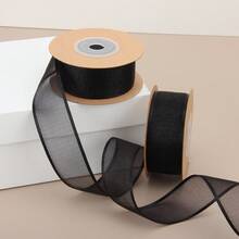 Cinta de gasa transparente con borde grueso de 2.5CM para embalaje de regalos, cinta para lazos de flores, 1 rollo - Negro - Ver 5