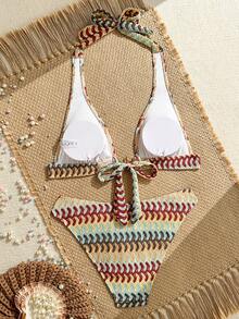 Sunnyshic Spring/Summer Fashion Hot-Selling Special Fabric Vacation Beach Hot Spring Girl Two-Piece High-End Bikini Set - Multicolor - View 7