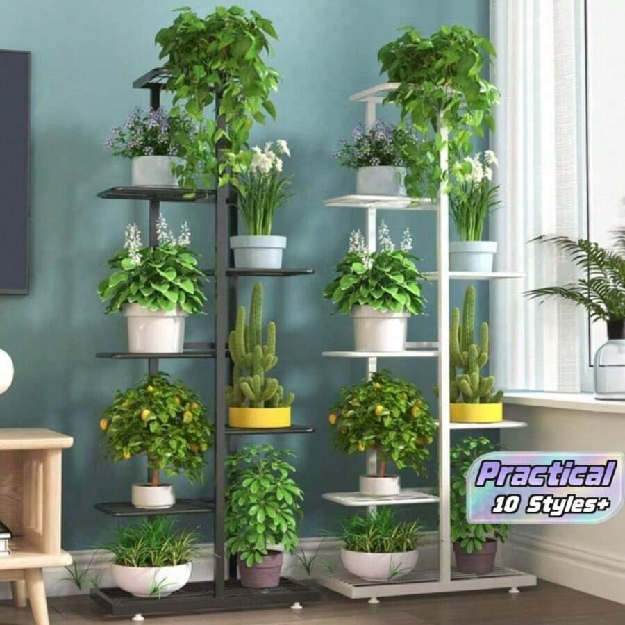 3/4/6/7/8Layers Iron Holder Shining Plant Stand For Flowers Storage Shelf Pot Rack Organizer Home Garden Decoration - multicolor - View 1