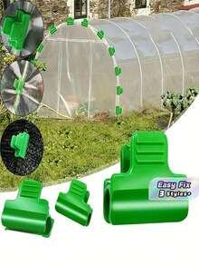Heavy Duty Greenhouse Film Clips Clamps For Garden Arch Tunnel Shade Netting Hot House Plant Cover Fixing Accessories Rustproof UV Resistant Easy Secure Grip Windproof Reusable Fiberglass Pole Membrane Fastener Holders - Green - View 1