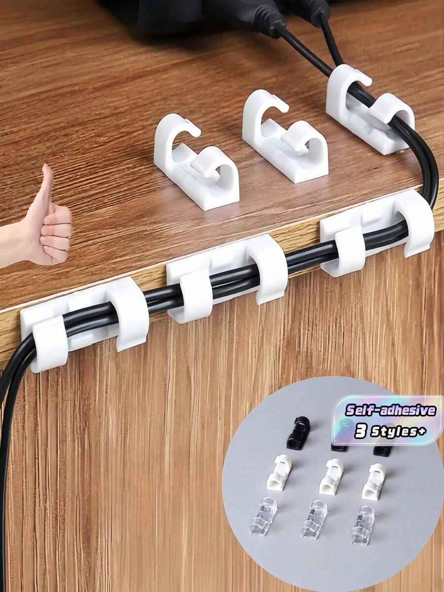 40 ProWire Cable Management Systems - Sticky Cable Clips For Easy Wire Organization And Management - Self-Adhesive Wire Holders, Perfect For Wall Wiring, Cable Organization, And Wire Storage - Multicolor - View 1